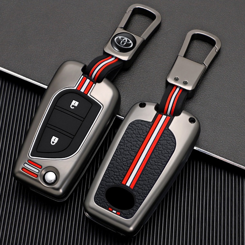 เคสโลหะรีโมทรถ กุญแจพับ Toyota Revo กุญแจแบบไขสตาร์ท Toyota Auris Corolla Reiz Avensis Verso Yaris Aygo Rav4 ของแต่งรถยนต์ พวงกุญแจ