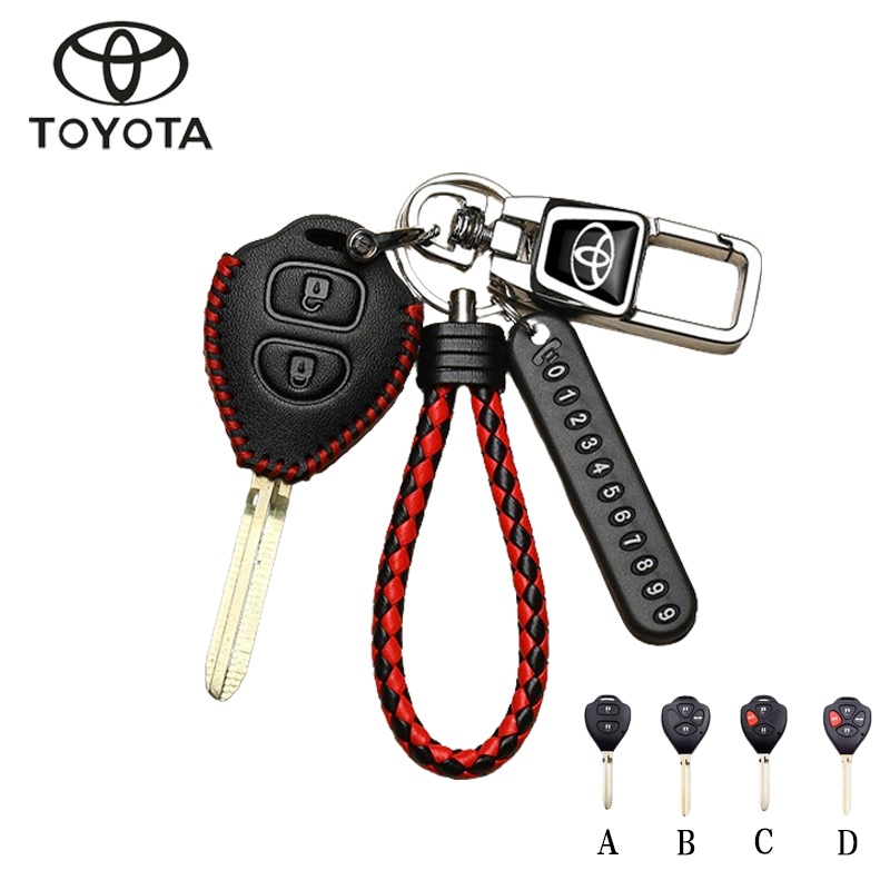 2/3/4 ปุ่มหนังแท้สําหรับ Toyota Vios/Yaris/Vitz/Commuter/Vios(PH)/Vigo/Innova/Fortuner ฝาครอบอุปกรณ์เสริม