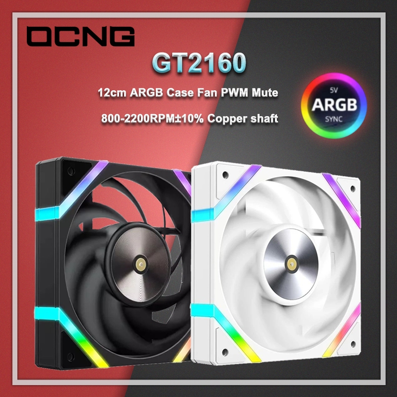 Ocng GT2160 พัดลม 120 มม.5V 3PIN ARGB Light Effect 4PIN PWM ทองแดงแบริ่ง 800-2200RPM พัดลมระบายความร้อนเมนบอร์ดแสง Sync