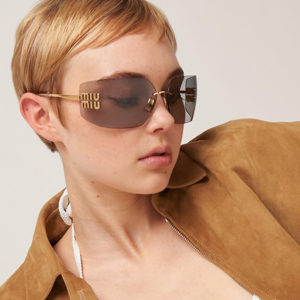 ใหม่ Retro อเมริกันสแควร์รอบกรอบโค้งแว่นตากันแดดแฟชั่น High-end สวมใส่แว่นตาบุคลิกภาพ MIU ตัวอักษรตกแต่งแว่นตากันแดด - รูปที่ 7