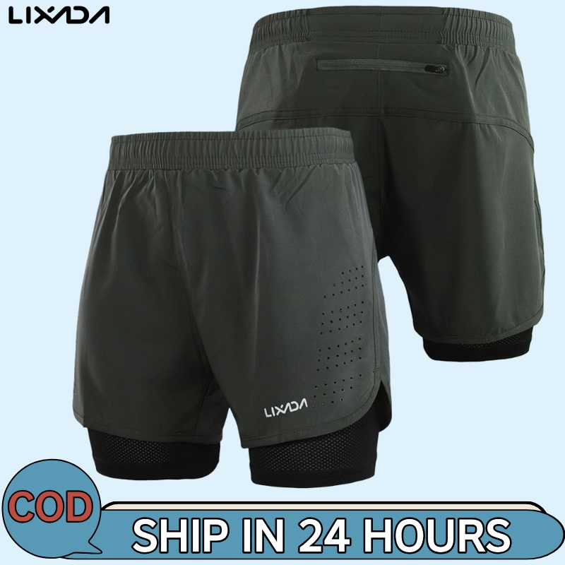 ( 9 สี ) Lixada กางเกงขาสั้นแบบแห้งเร็วระบายอากาศสําหรับผู้ชาย