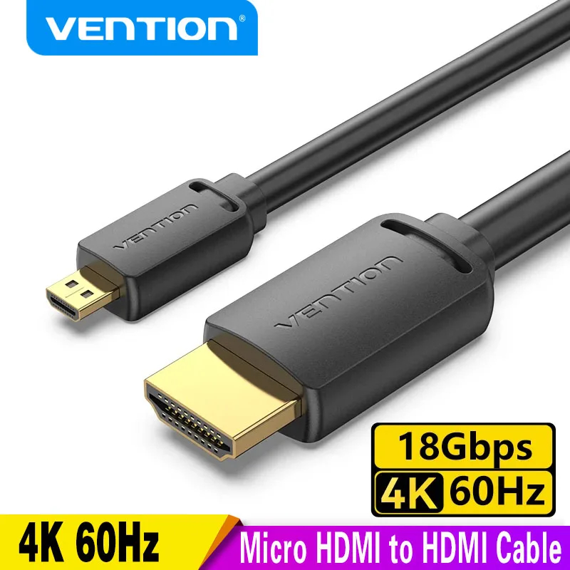 Vention สาย Micro HDMI to HDMI 4K 60Hz 2m 3mMini HDMI ชายกับชายสําหรับ GoPro Sony กล้อง Callphone แท