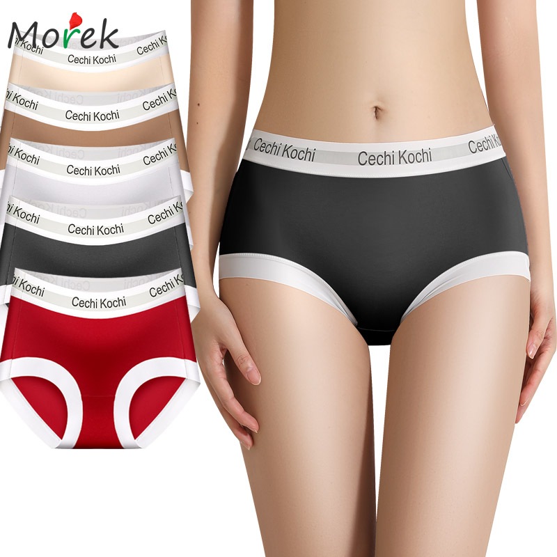 กางเกงชั้นในกางเกงผ้าฝ้ายสตรีกางเกงชั้นในเอวกลาง Undies