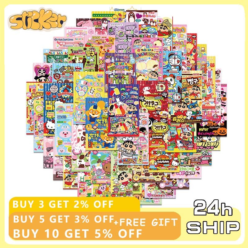 50 ชิ้น Hello Kitty Sanrio สติกเกอร์ปิดผนึก DIY โทรศัพท์แล็ปท็อปกันน้ําการ์ตูนปิดผนึกสติกเกอร์
