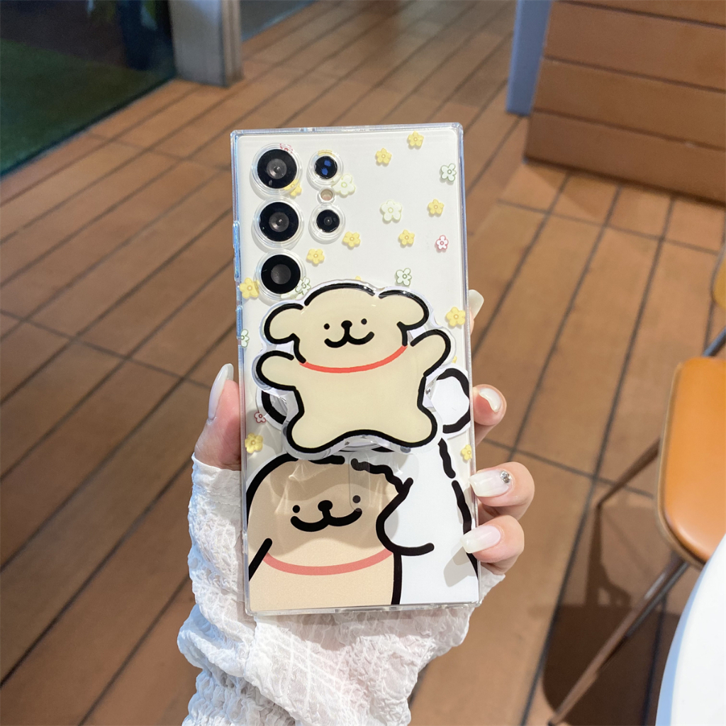 การ์ตูนสุนัข เคสโทรศัพท์มอลตาพร้อมที่วางแม่เหล็ก, รองรับการชาร์จไร้สาย, เคสโทรศัพท์ป้องกันแบบเต็มกันกระแทก, เข้ากันได้กับ Samsung S24 Ultra S24 S23 S22U S21