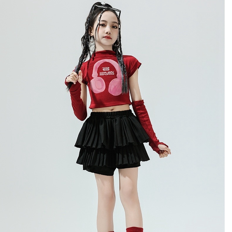 พร้อมส่ง ชุดเต้นแจ๊ส / เด็ก ๆ ใส่ชุดสะดือ / งานเต้นรำกลางวงแจ๊ซ / ชุดนักเต้น / ชุดเด็ก ๆ