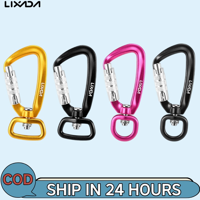 LIXADA ขัด คลิปคาราบิเนอร์แบบหมุนได้ 360° หมุนได้ Spinner Carabiner ล็อคอัตโนมัติขนาดเล็ก Carabiner Rotational Hammock แขวนคลิปตะขอจูงสัตว์เลี้ยง