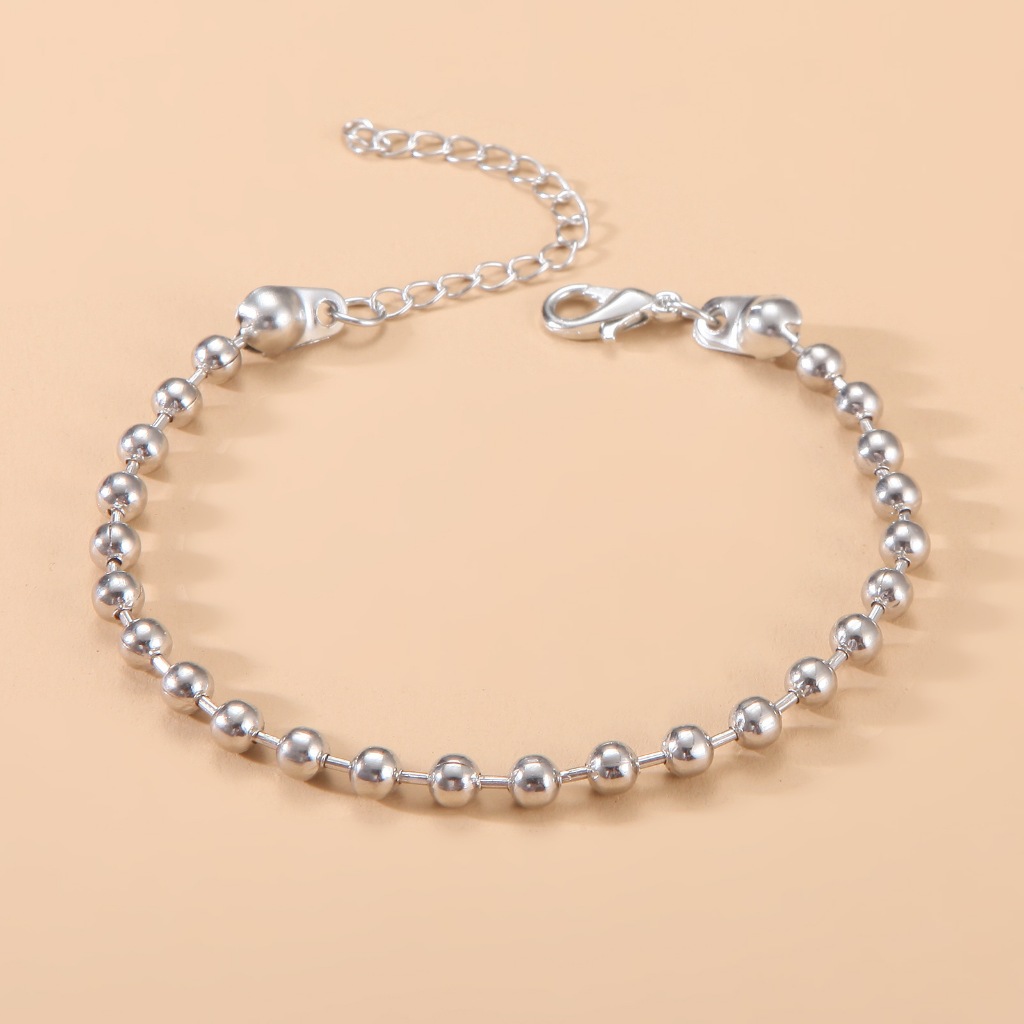 Jessie Stainless Steel 18K สร้อยข้อมือลูกปัดกลมสองสีผู้หญิง