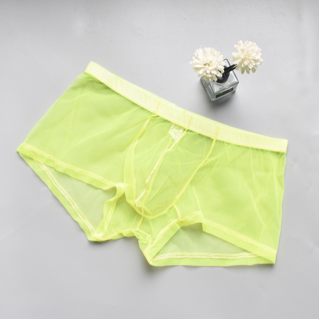 กางเกงบ๊อกเซอร์ผู้ชาย Ultra Thin Mesh กางเกงบ๊อกเซอร์เซ็กซี่ระบายอากาศได้