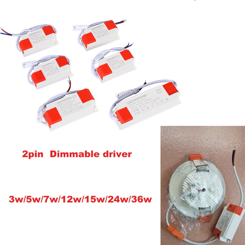 หรี่แสงได้ 3W 5W 7W 9-15W 18-24W 25-36w แหล่งจ่ายไฟ 2pin LED Driver Adapter Transformer 300mA สําหรับ LED โคมไฟเพดานดาวน์ไลท์ 85-265V
