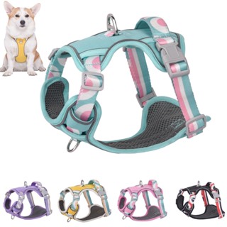 ความปลอดภัยสายรัดสุนัขสะท้อนแสงปรับตาข่ายระบายอากาศไม่ดึงเสื…