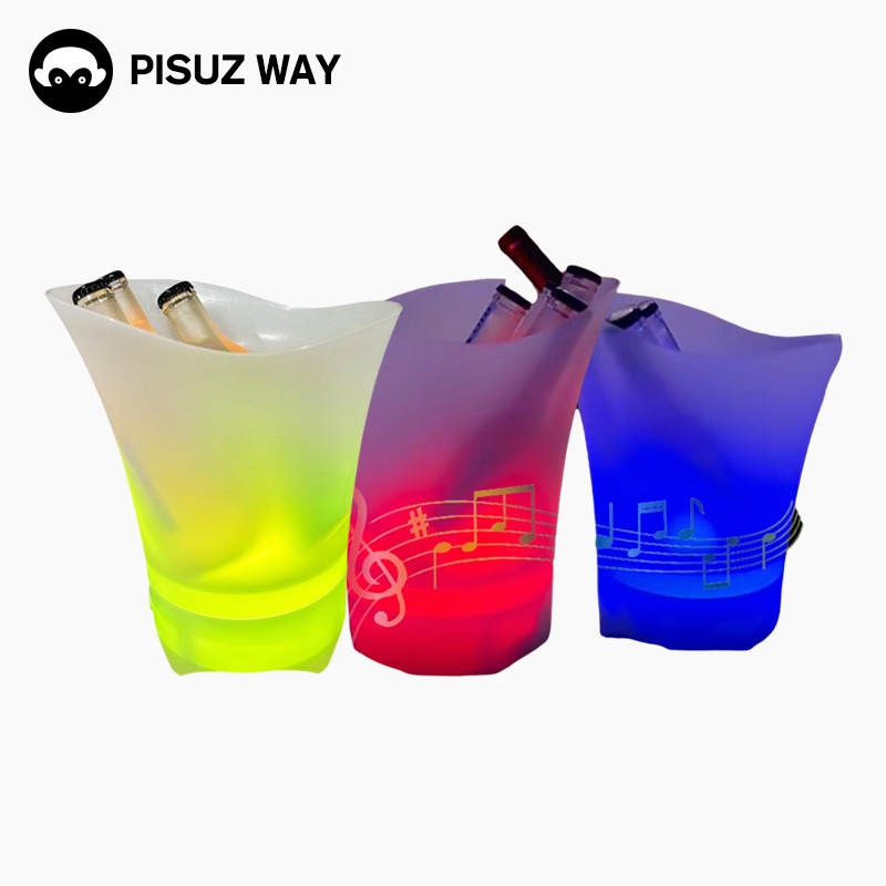 Pisuz Way LED Luminous Ice Bucket พร้อมลําโพงบลูทูธไร้สาย 5L พับเปลี่ยนสีเบียร์ไวน์ถังน้ําแข็งสําหรับ KTV Party Bar Home Wedding