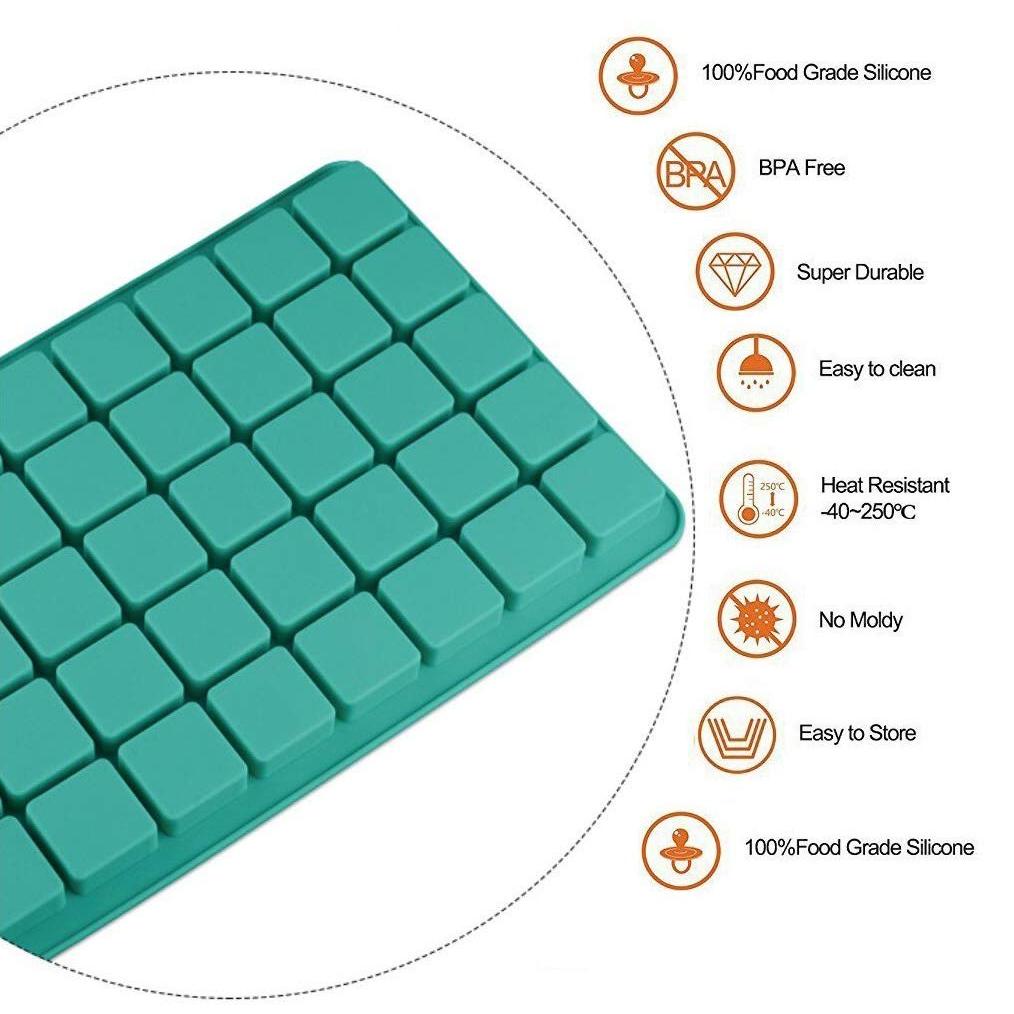 สิ่งของ 40 ฟันผุ แม่พิมพ์ซิลิโคนทรงสี่เหลี่ยม, แม่พิมพ์ซิลิโคนก้อนขนาดเล็กสําหรับช็อคโกแลต, ลูกอมแข็ง, ก้อนน้ําแข็ง, เหนียว - รูปที่ 3