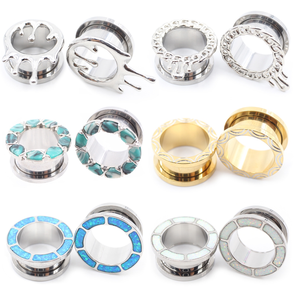 Alisouy 1 ชิ้นสแตนเลส Melt Water Drop หินหูอุโมงค์ปลั๊ก Expander Stretcher Gauge ต่างหูเจาะเครื่องประดับ