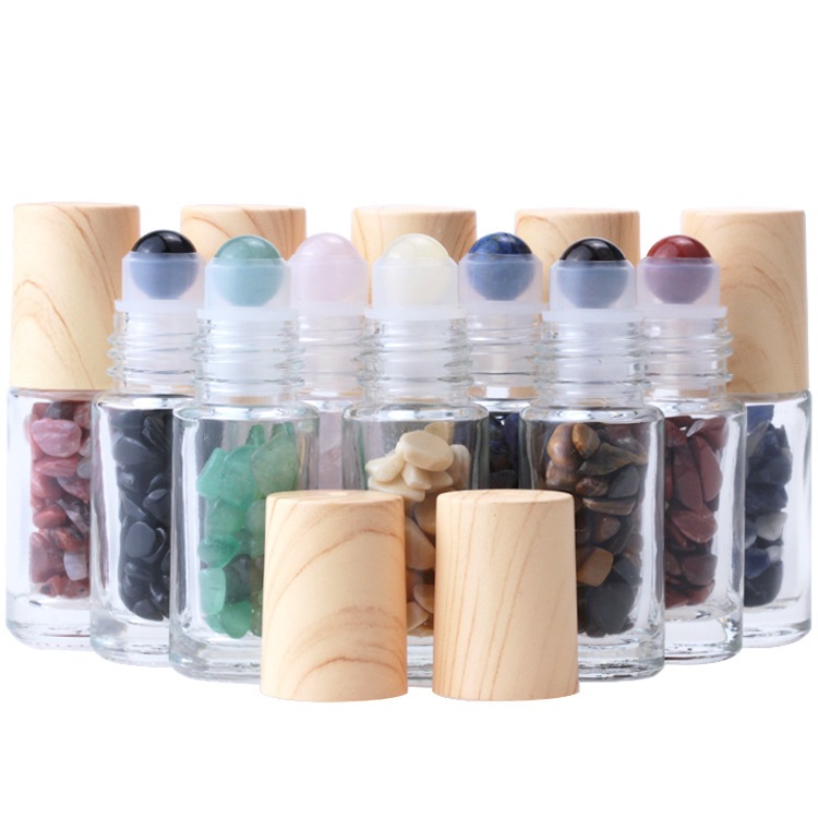 1เซ็ต10ชิ้น5มิลลิลิตร10มิลลิลิตรแก้วหยกลูกกลิ้งขวดหยกลูกกลิ้งบอลหัวลายไม้หมวก10ตัวเลือก