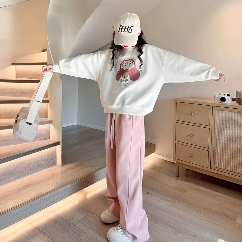 [สปอต] 3-14 ปี ชุดเดรสสำหรับสาว,ชุดฤดูใบไม้ร่วงสำหรับสาว,ชุดกีฬาลำลองแขนยาวขนาดใหญ่,สาวแฟชั่นการ์ตูนสองชิ้น,, - รูปที่ 4