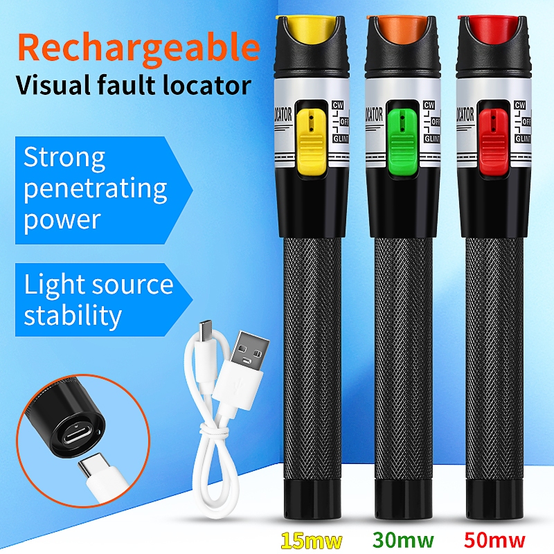 Comptyco VFL Visual Fault Locator ปากกาไฟเบอร์ออปติกแสงสีแดง 15mW 30mW 50mW รุ่นชาร์จ