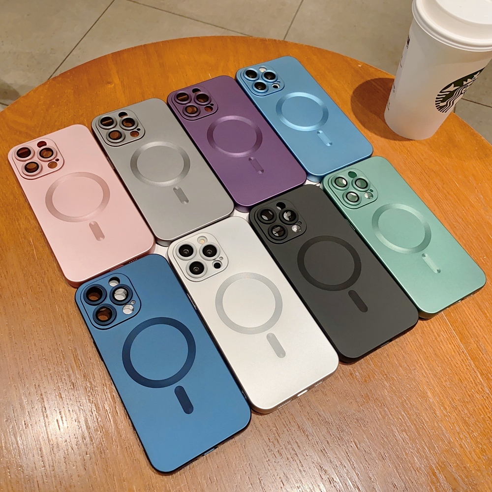 พร้อมฟิล์มกันรอยกล้องเคสโทรศัพท์แบบนุ่มสําหรับ iPhone 13 12 14 Pro Max 13 Mini 11 ฝาครอบชาร์จไร้สายแบบแม่เหล็ก