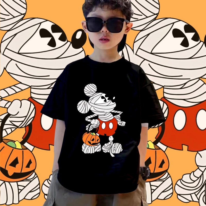 เสื้อยืดเด็ก Disney Mickey Mouse & Halloween Children's Tshirt ผ้าฝ้ายเนื้อนุ่ม มี 8 สี ชุดเด็กฮาโลวีน 100-150 ซม #AT17