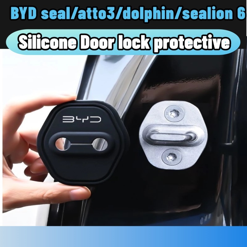 แผ่นซิลิโคน กันกระแทก Byd seal/atto3/dolphin/sealion 6/sealion 7 สําหรับล็อคประตูรถยนต์ 4 ชิ้น accessories