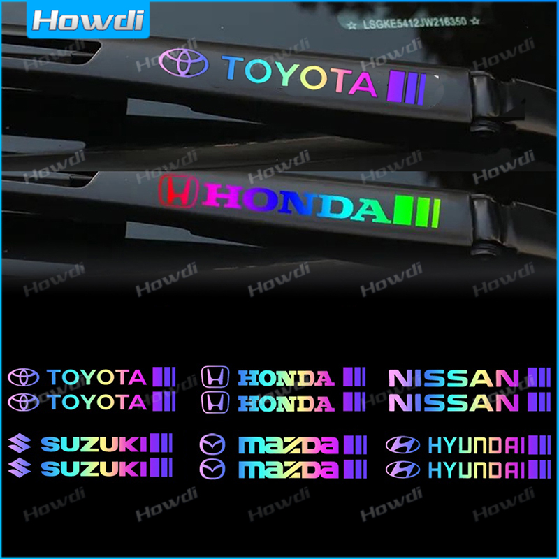 1 คู่สะท้อนแสงเลเซอร์รถยี่ห้อโลโก้สติกเกอร์ปัดน้ําฝนตกแต่งสติกเกอร์กันน้ํารถจักรยานยนต์ Body Decal