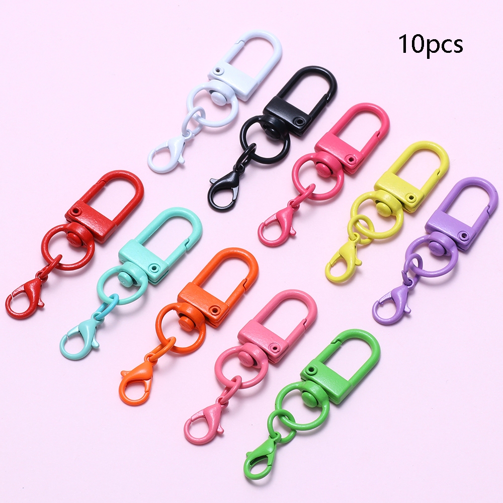 10pcs Key แหวนกุ้งก้ามกรามพวงกุญแจโลหะแยกแหวน Charm สําหรับพวงกุญแจจี้ DIY เครื่องประดับทําอุปกรณ์เสริม