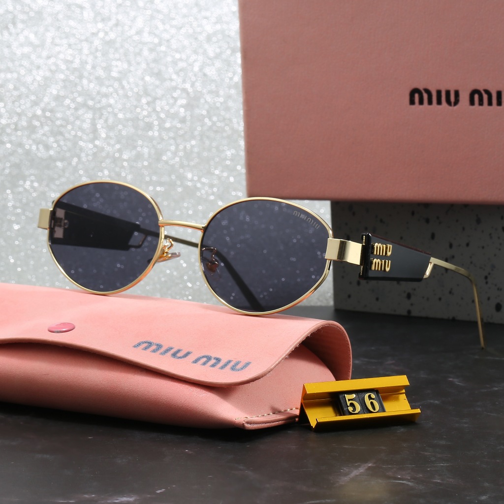 Miu MIU แว่นกันแดดมัลติเลตral แบรนด์หรูเทรนด์ใหม่ UV400 56
