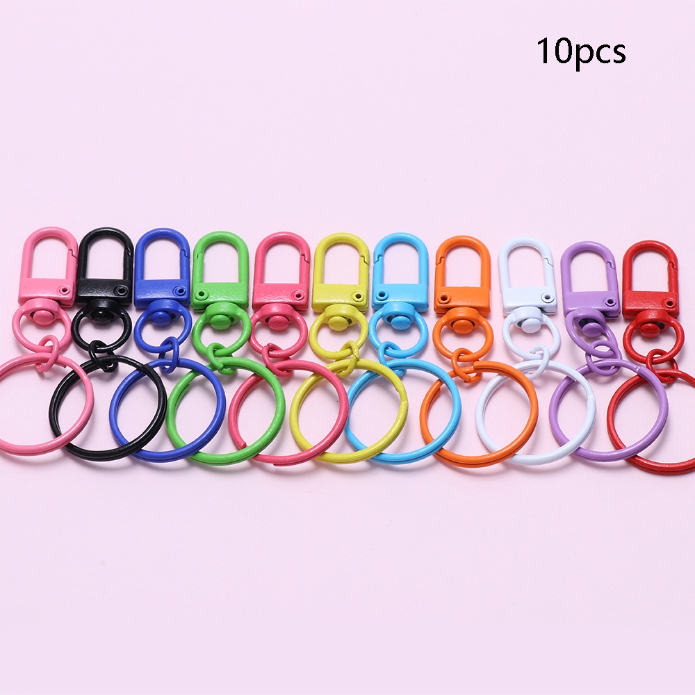 10 ชิ้นทาสีสเปรย์ทาสีสปริง Key chain Kyering พวงกุญแจกุ้งก้ามกรามหัวเข็มขัด Snap แหวนแบน