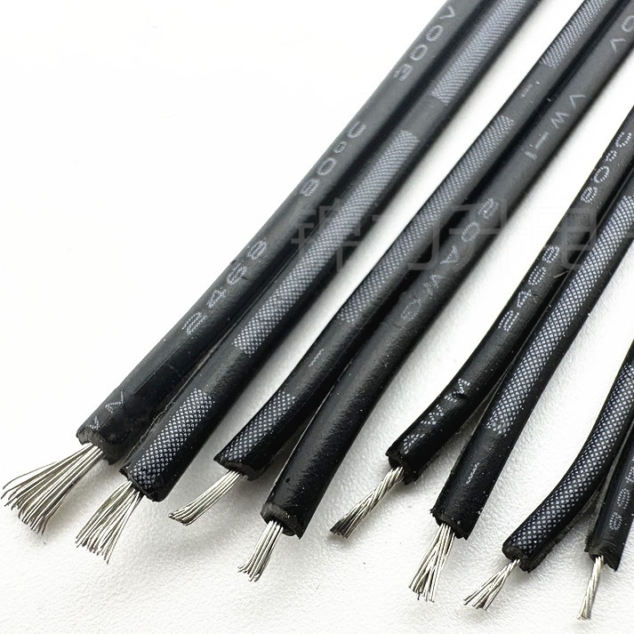 Twin-Core 2 Pin Cable Stranded Wire สีดําริบบิ้นแบน UL2468 18/20/22/24/26AWG