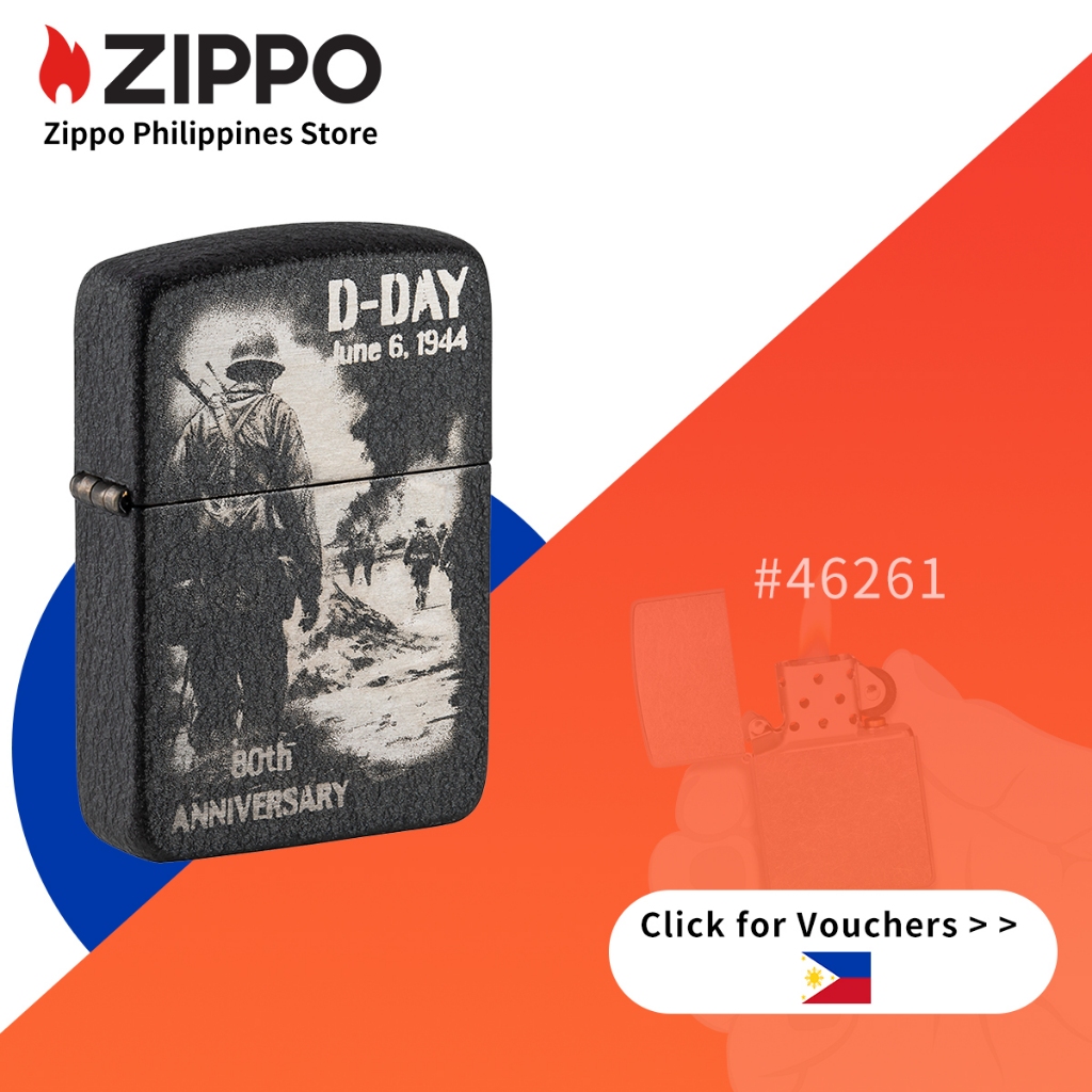 Zippo D-Day 80th Anniversary Collectible 1941 Vintage Design Black Crackle Pocket Lighter, 46261