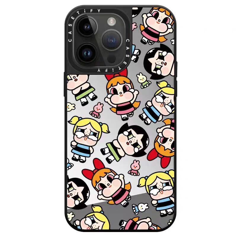 Crybaby Powerpuff Girls Mirror Face Phone Cover,สําหรับiPhone 16Promax 16Pro 16Plus 16 15 14 13Promax 13Pro 13 12Promax 12Pro 12 11