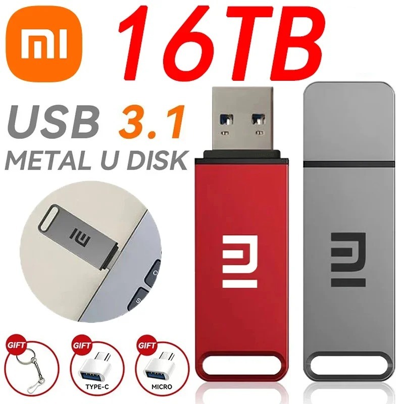 Xiaomi USB 3.0 ไดรฟ์ปากกาหน่วยความจํา USB แฟลชไดรฟ์ 1TB 2TB 4TB 8TB 16TB โลหะ TYPE C OTG ความเร็วสูงกันน้ํา USB Memorias สําหรับคอมพิวเตอร์/ชิ้น
