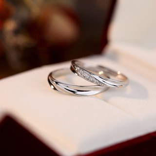 เกาหลีแฟชั่นเพชรระลอกแหวนผู้ชายและผู้หญิงสีเงินคู่ของขวัญเปิ…