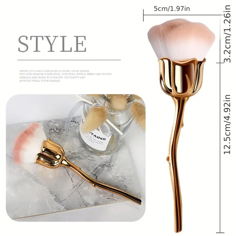 Rose Flower Blush Brush ขนแปรงนุ่ม แปรงปัดแป้งเล็บแต่งหน้า แปรงปัดฝุ่น แปรงแต่งหน้า Foundation Make Up Brush เล็บผมนุ่ม - รูปที่ 7