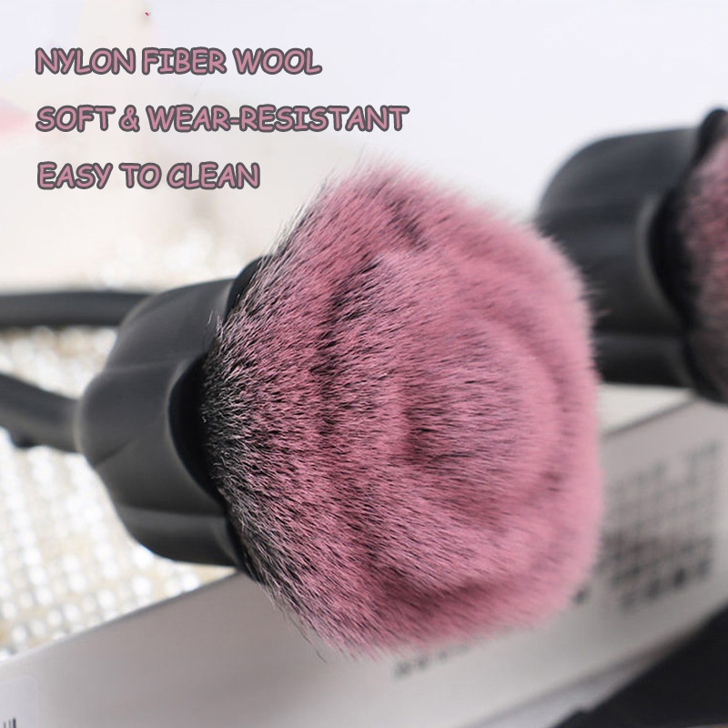 Rose Flower Blush Brush ขนแปรงนุ่ม แปรงปัดแป้งเล็บแต่งหน้า แปรงปัดฝุ่น แปรงแต่งหน้า Foundation Make Up Brush เล็บผมนุ่ม - รูปที่ 3