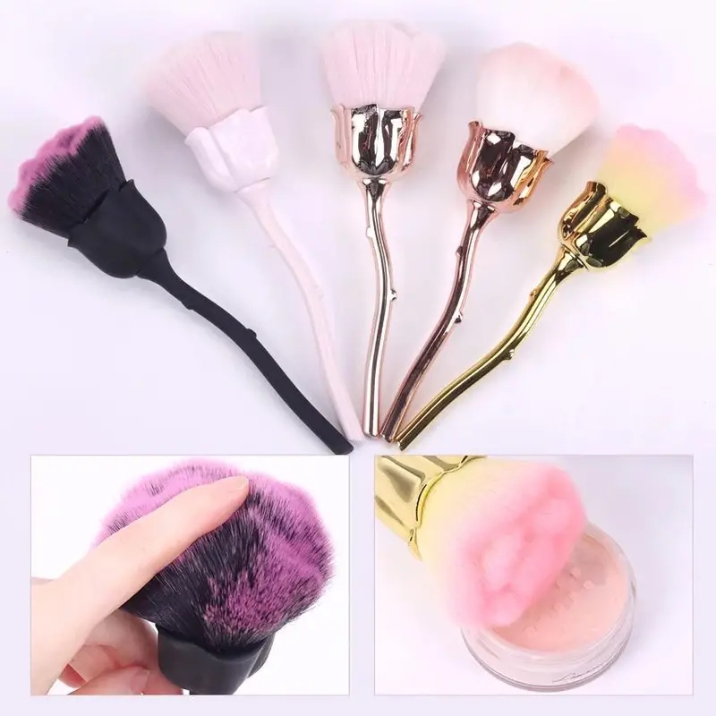 Rose Flower Blush Brush ขนแปรงนุ่ม แปรงปัดแป้งเล็บแต่งหน้า แปรงปัดฝุ่น แปรงแต่งหน้า Foundation Make Up Brush เล็บผมนุ่ม - รูปที่ 2