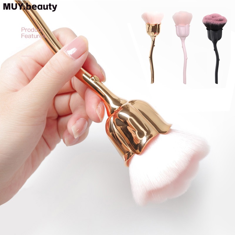 Rose Flower Blush Brush ขนแปรงนุ่ม แปรงปัดแป้งเล็บแต่งหน้า แปรงปัดฝุ่น แปรงแต่งหน้า Foundation Make Up Brush เล็บผมนุ่ม