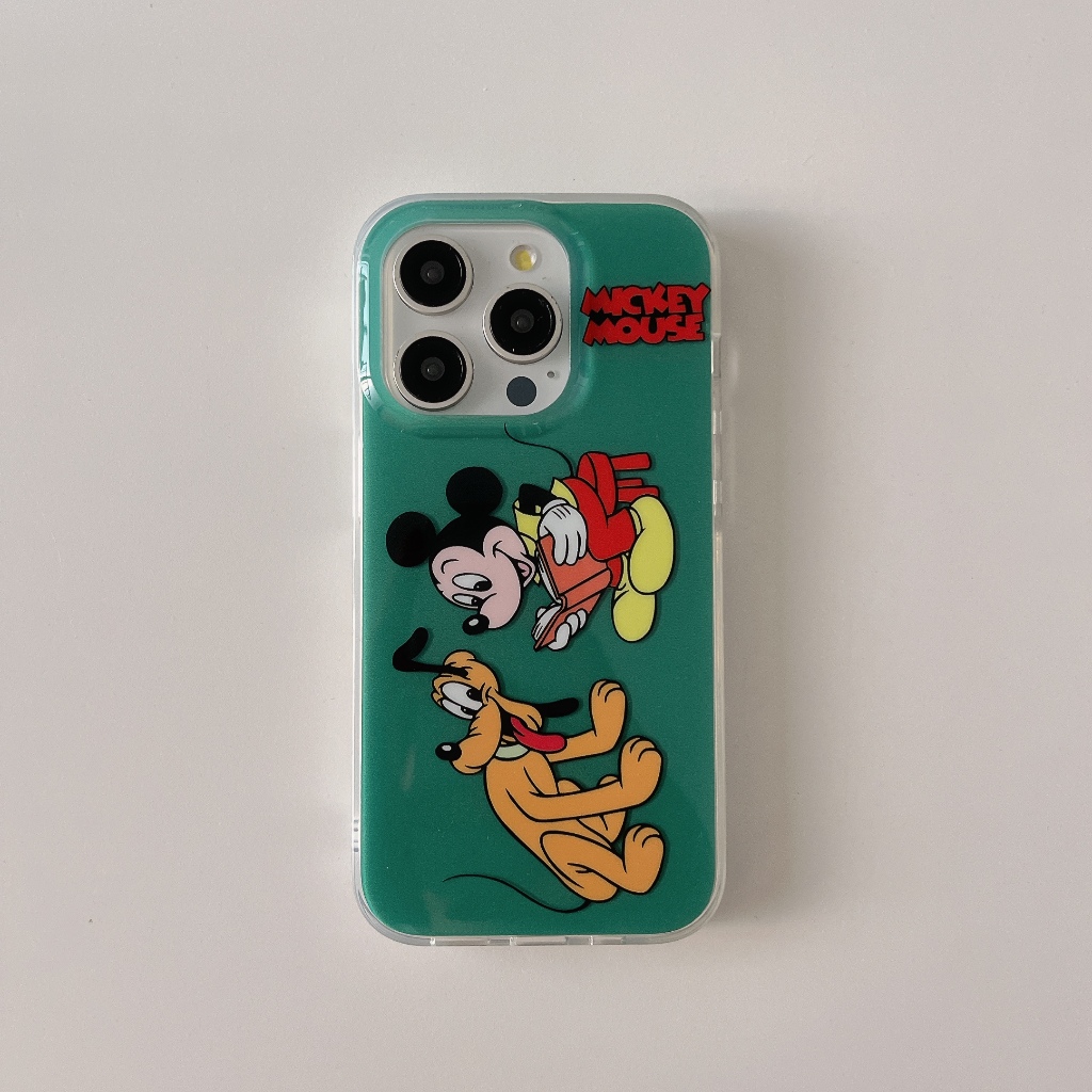 การ์ดสนุกรักมิกกี้พลูโต Goofy จี้เหมาะสําหรับ Apple 15promax เคสโทรศัพท์ iPhone14 สไตล์ใหม่ 13 เคสป้องกัน 15 ผู้หญิง 12 รวมทุกอย่างกันกระแทก 14 พร้อมเชือกเส้นเล็ก