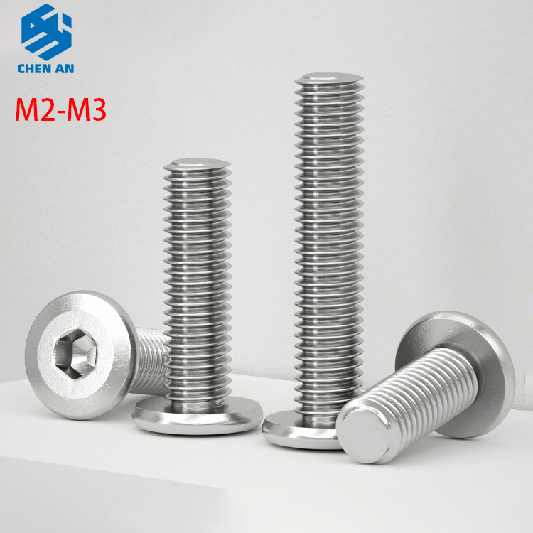 M2 M2.5 M3 สกรูหัวปุ่มซ็อกเก็ตหกเหลี่ยม ISO7380 | Sus 304 สแตนเลสเกรด A2-70 | กุญแจอัลเลน JCBC สกรูเห็ดเฟอร์นิเจอร์เตียงโต๊ะเก้าอี้ DIY Skru