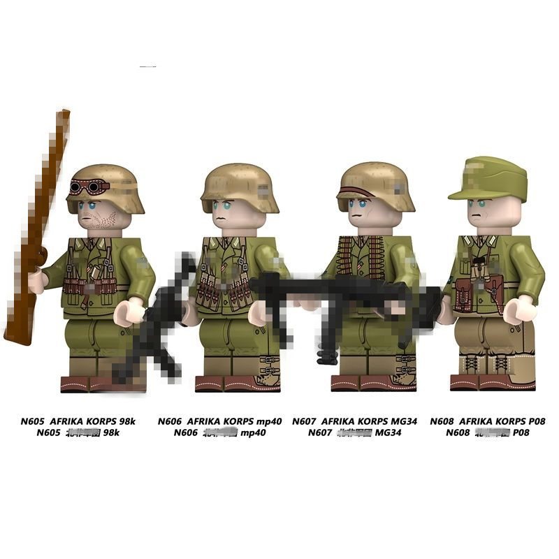 บล็อกของเล่นรูป Afrika Korps ทหาร Leibermuster Honor Guard Luftwaffe Building Block มินิของเล่น N605-608