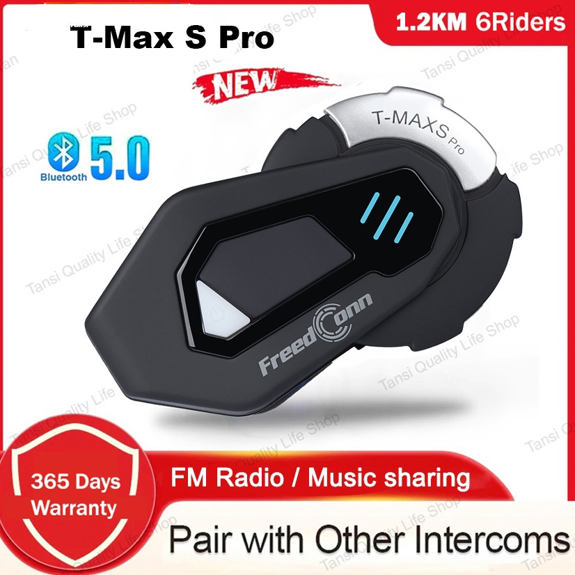 Freedconn T-MAX S Pro รถจักรยานยนต์ Intercom บลูทูธ 5.0 ชุดหูฟังหมวกนิรภัยเพลง Sharing FM กันน้ํา 8 Riders Communicator สําหรับมอเตอร์จักรยาน