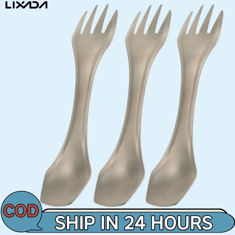 LIXADA ต้นฉบับ ขัด 100% ไทเทเนียมกลางแจ้งตั้งแคมป์ปิกนิกช้อนส้อม