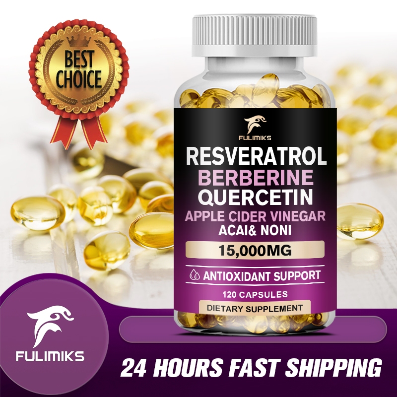 แคปซูล Resveratrol, Berberine, Quercetin, Apple Cider Vinegar -19-in-1 Polyphol Complex, สารต้านอนุม