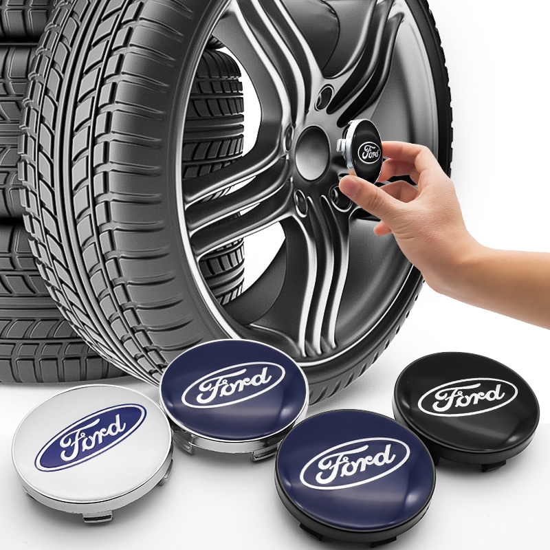 Ford 4 ชิ้น/1 ชุด 60 มิลลิเมตรดุมล้อรถฝาครอบศูนย์ฮับโลโก้สําหรับ Ford MK Fiesta Focus Mondeo Kuga explorer ESCORT