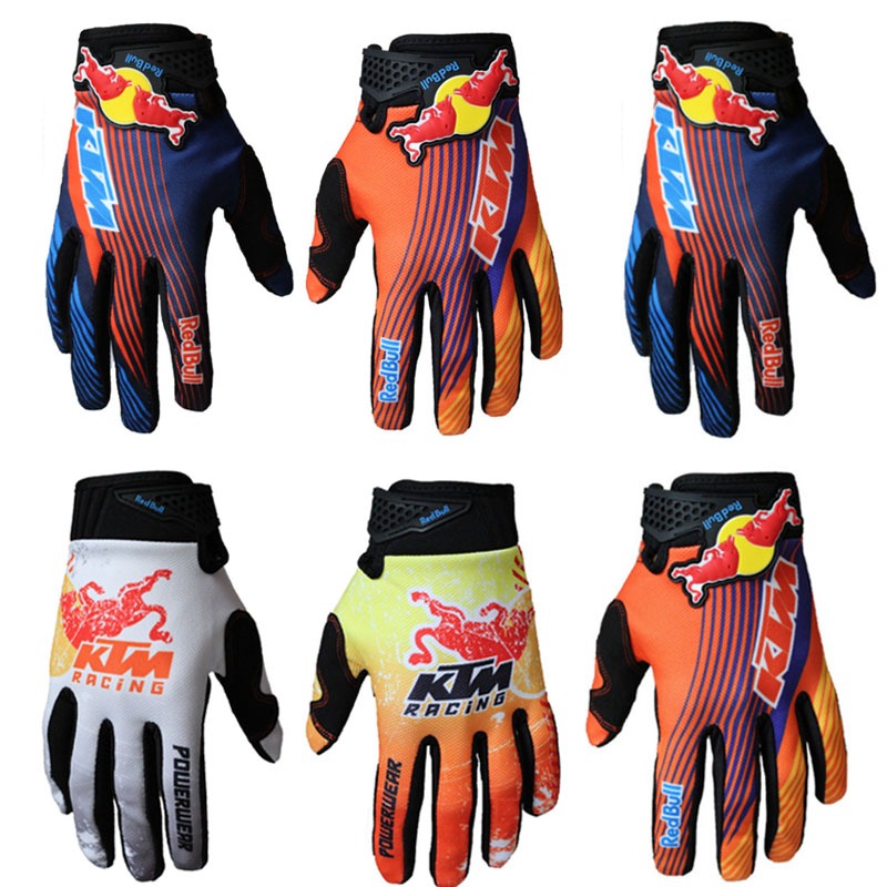 Red Bull KTM Bike จักรยานเสือภูเขาขี่กลางแจ้ง Kart ถุงมือสวมใส่ระบายอากาศออฟโรดสําหรับผู้ชายและผู้หญิง