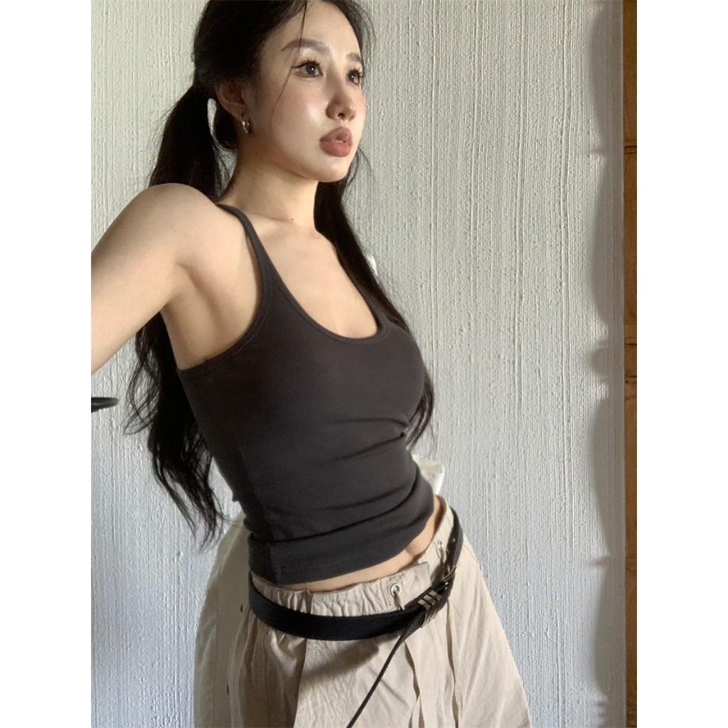 MissAngel✨จัดส่งทันที✨เสื้อสายเดี่ยวแฟชั่น ใส่สบายเสื้อสไตล์เกาหลี แมทได้ทั้งกระโปรงและกางเกง-B42 - รูปที่ 5