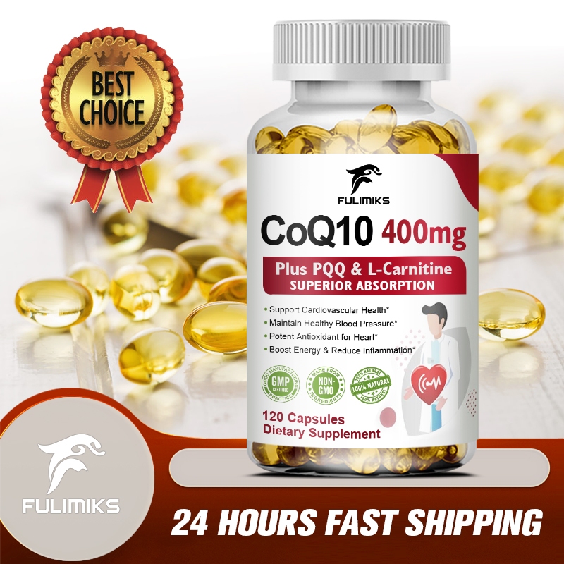 Ubiquinol CoQ10 400mg, พร้อม Omega-3 & L-Carnitine & PQQ, Coenzyme-Q10 แคปซูล, สําหรับสารต้านอนุมูลอิสระ, หัวใจ, สมองและพลังงานเซลล์