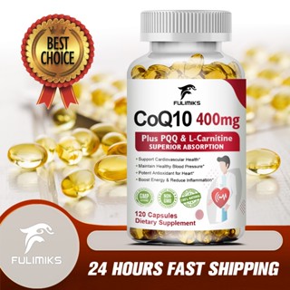 Ubiquinol CoQ10 400mg, พร้อม Omega-3 & L-Carnitine & PQQ, Co…