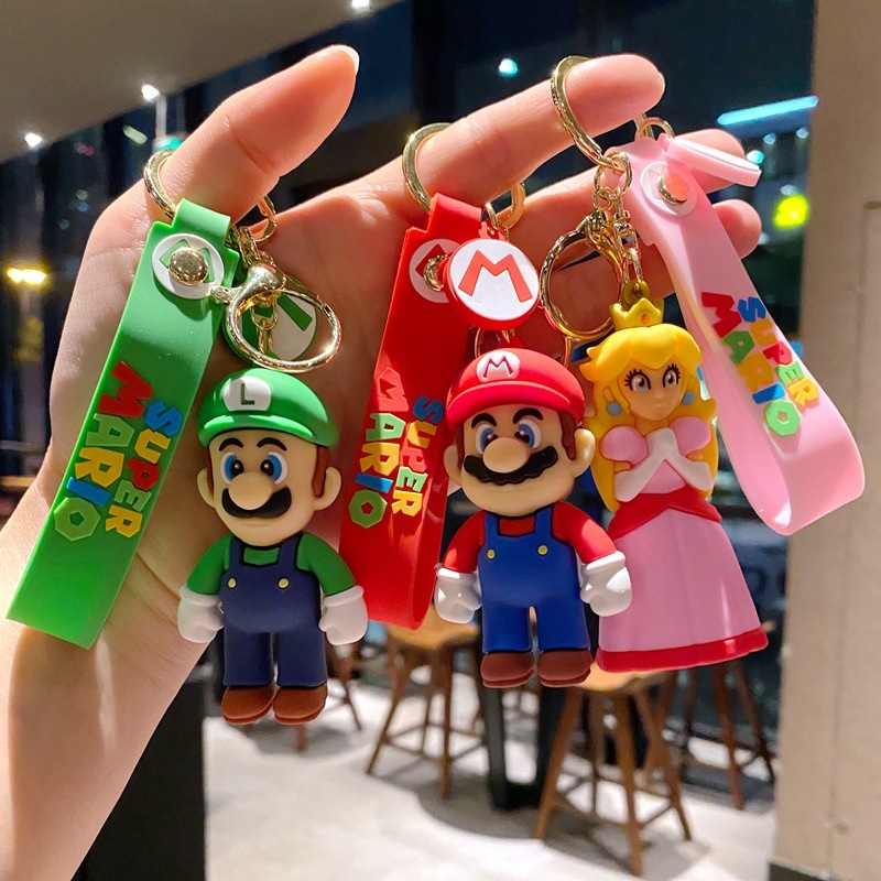 Super Mario พวงกุญแจ Mario Luigi จี้การ์ตูน อุปกรณ์กระเป๋านักเรียน Keychain ของขวัญที่ระลึก