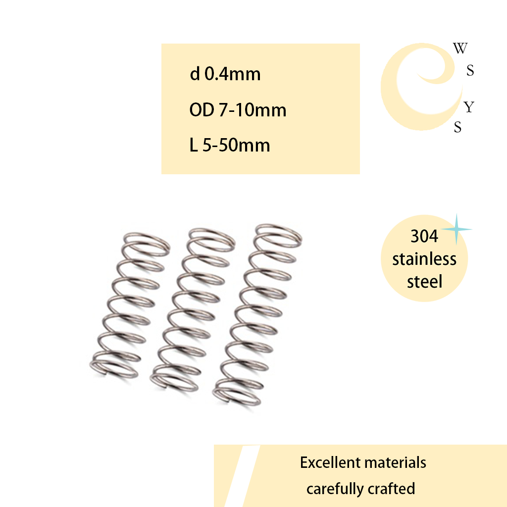 [wsys] Sus304 สปริงกด-สปริงดัน  เหล็กสปริง ขนาด compression spring (d0.4mm OD7-10mm L5-50mm THHC)